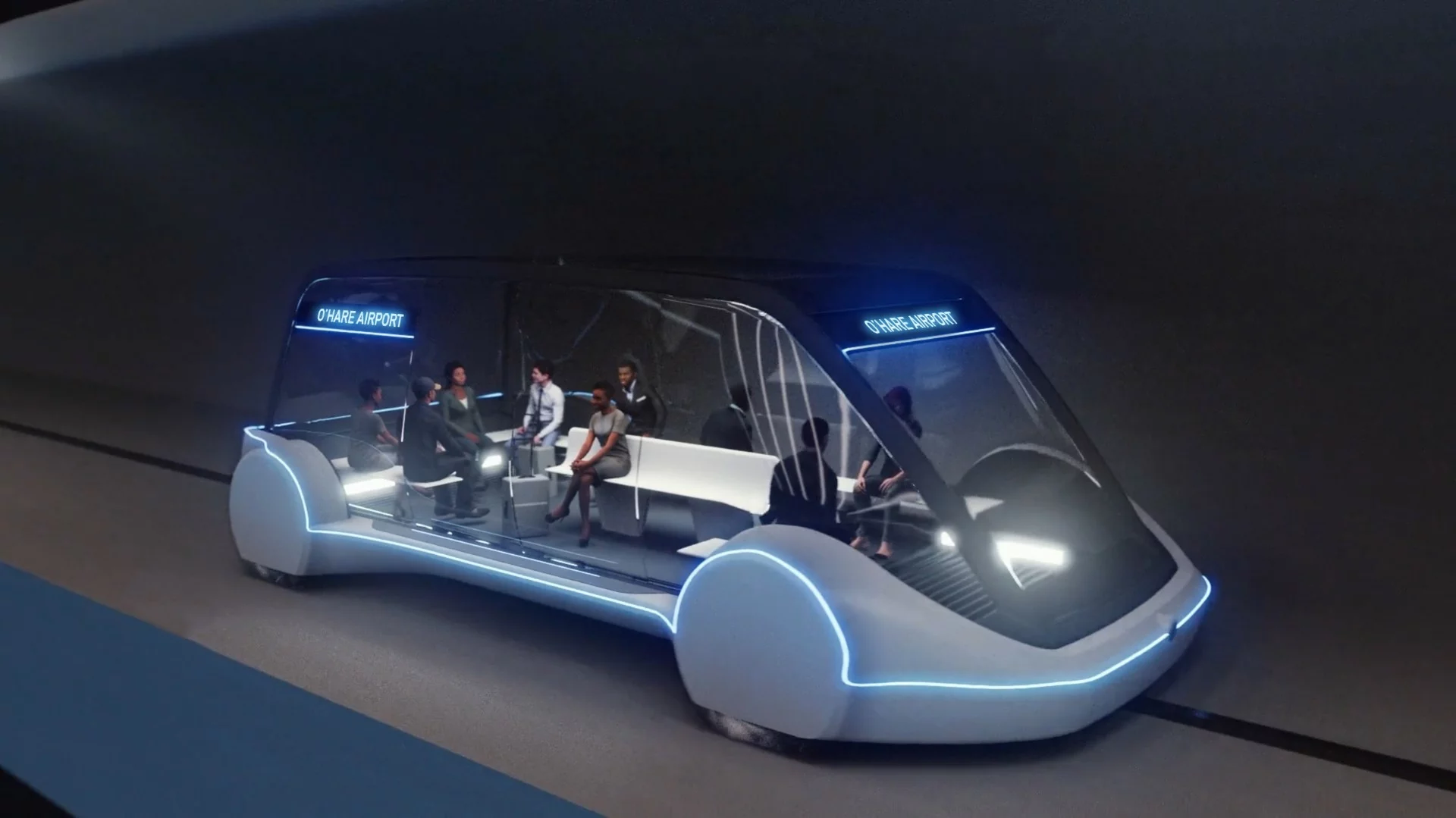 Concept of The Boring Company's transport pods