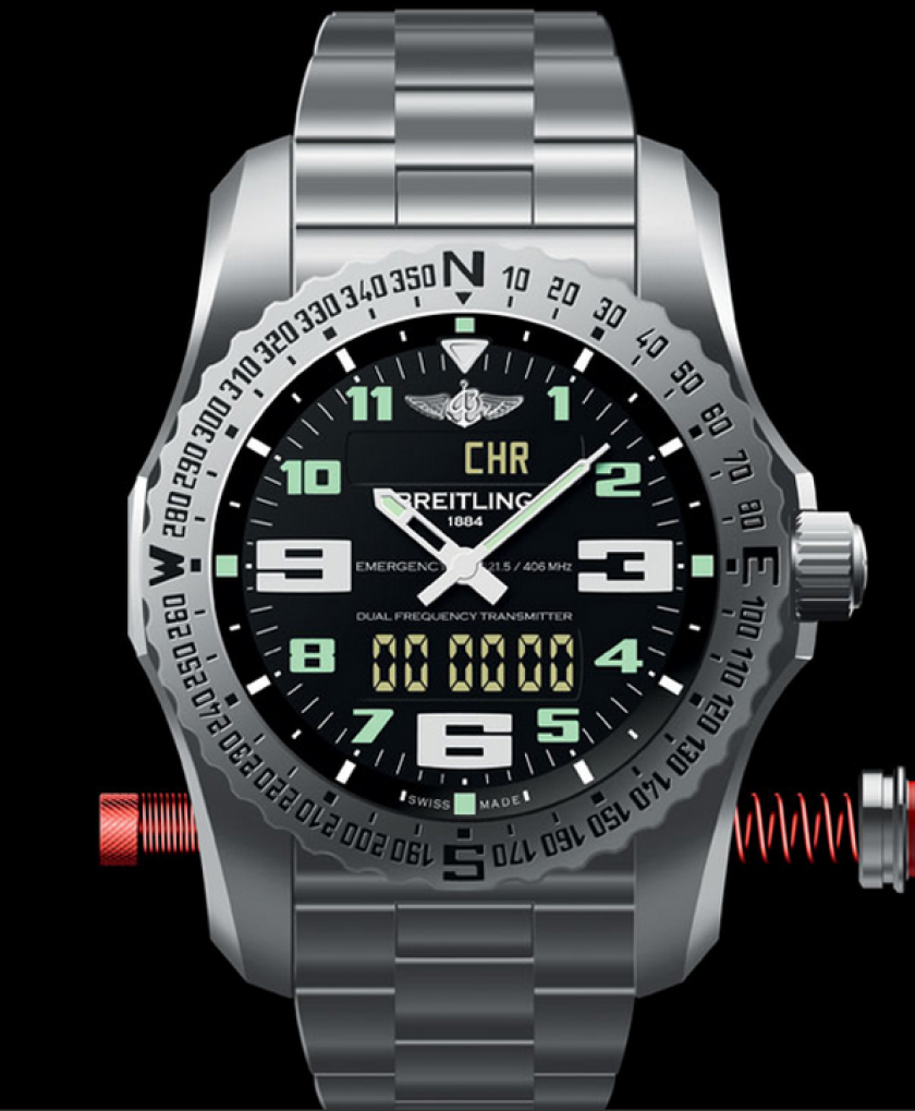 The Breitling Emergency 2 has two antenna built in that activate the beacon when pulled out.
