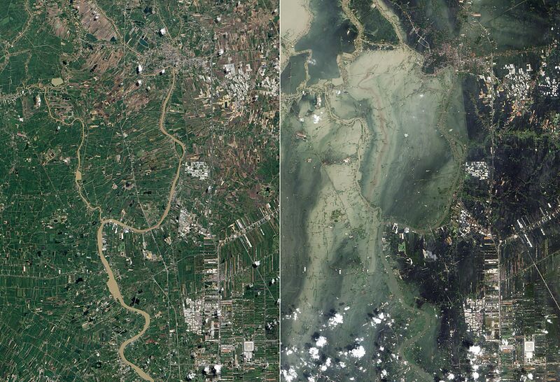 Flooding in Ayutthaya Province in 2011 (Image: NASA)