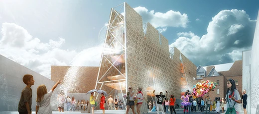 The installation will provide shifting shaded areas for music enthusiasts by using a vertical steel structure in contrast to traditional horizontal shading (Image: CODA)