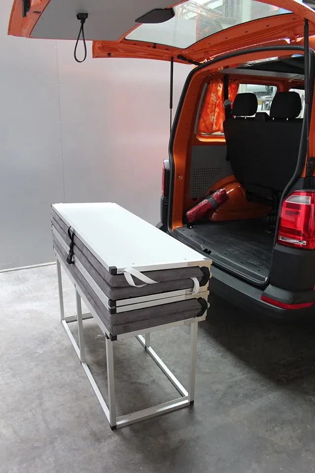 Like the modules, the folding bed is easily removable