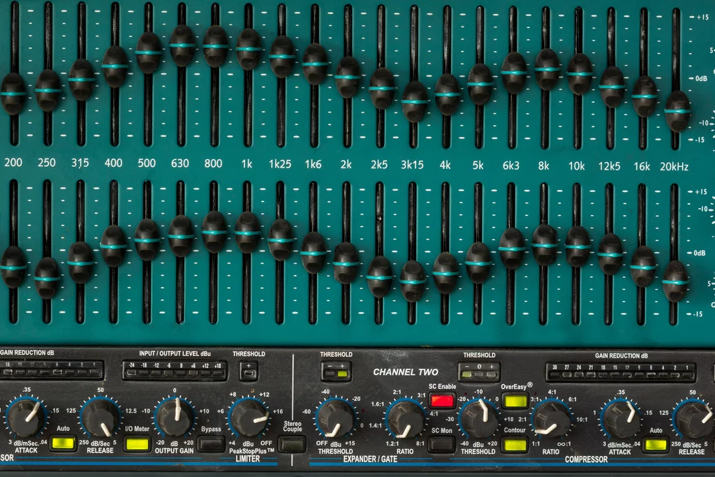 An old-school graphic equalizer: each slider represents the volume of a particular frequency within the sound. More bass? push the ones on the left up. More treble? That's the ones on the right.