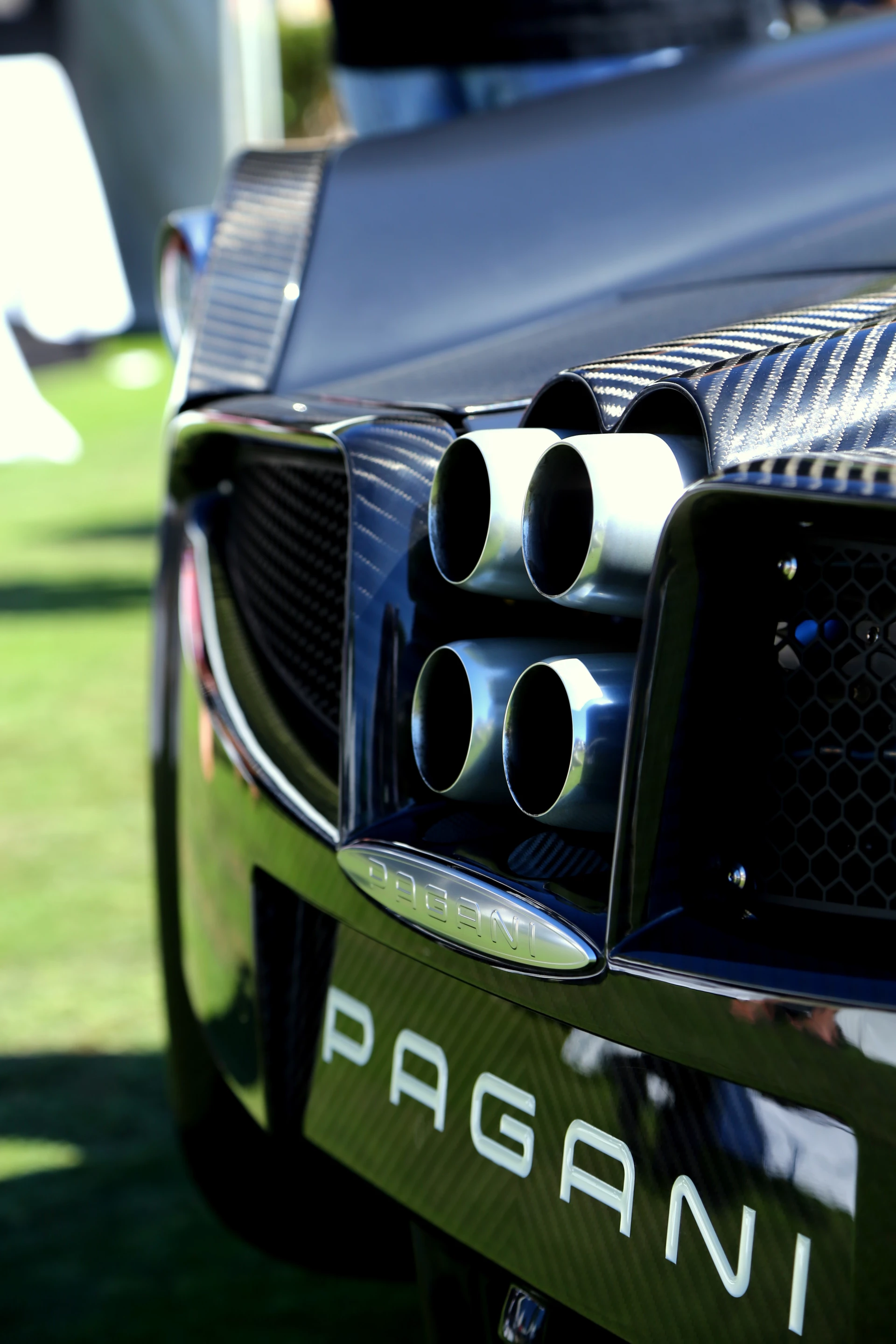 The four stacked exhaust arrangement on the Huayra is one of the car's signature design elements (Photo: Angus MacKenzie/Gizmag.com)