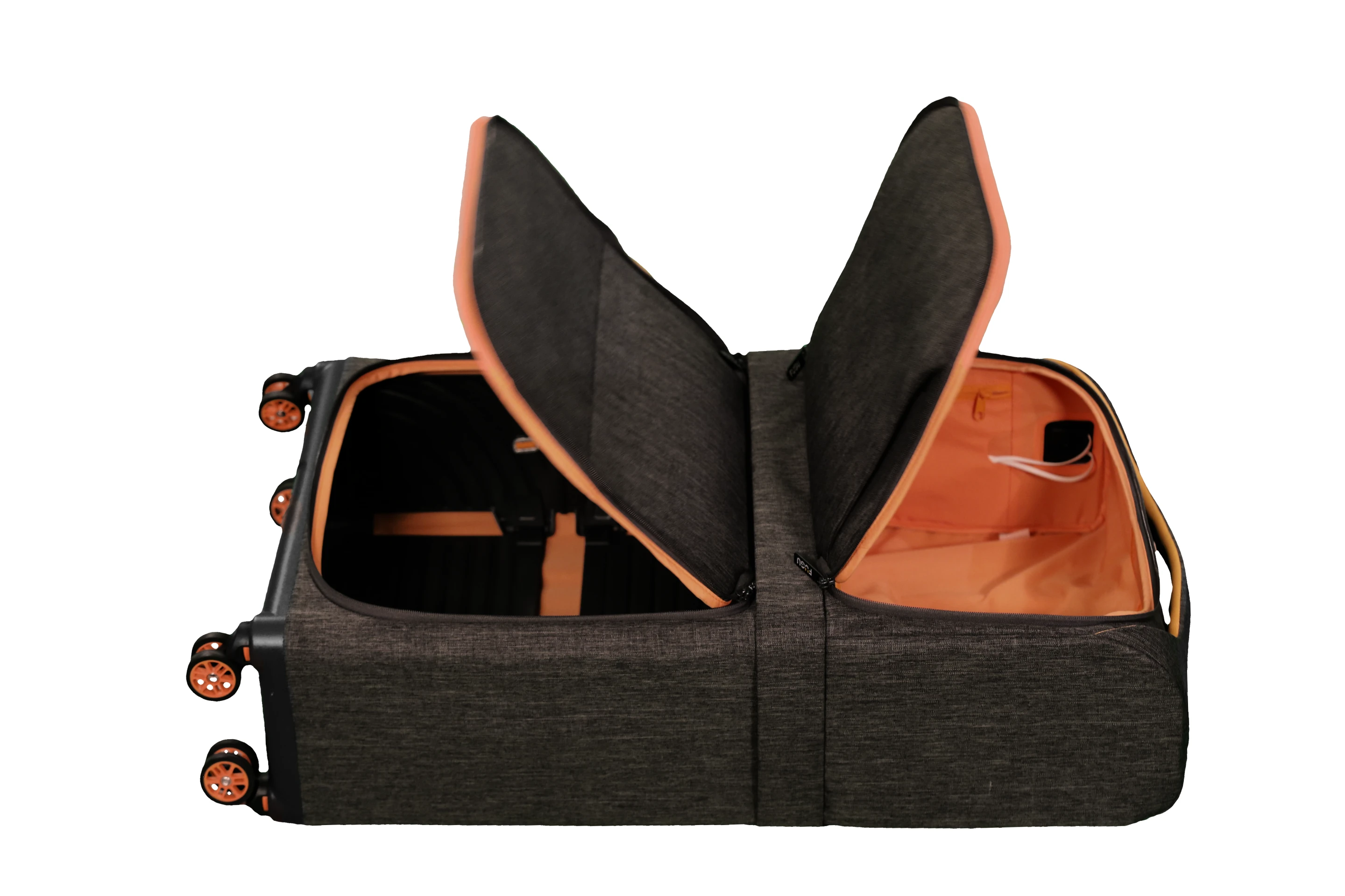 The Rollux luggage features numerous pockets