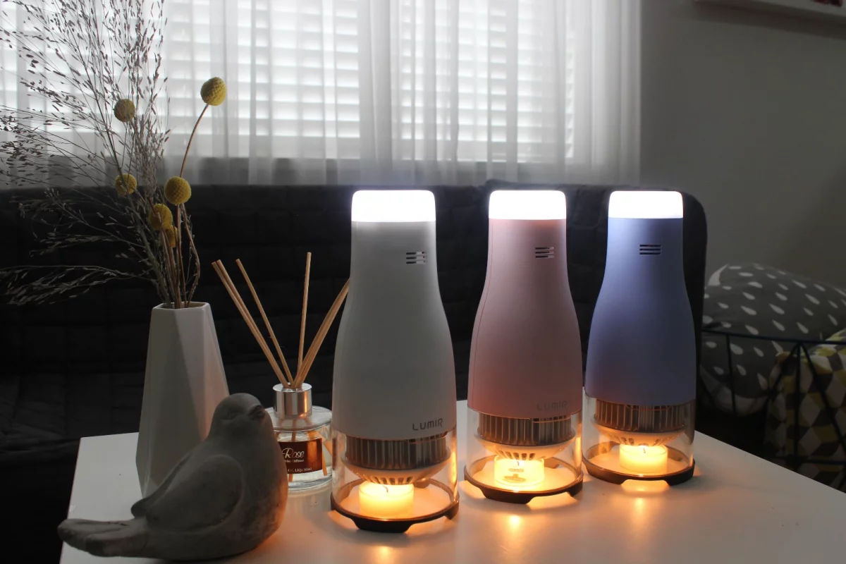 The Lumir C lamp uses heat generated by small candles to power LED lights