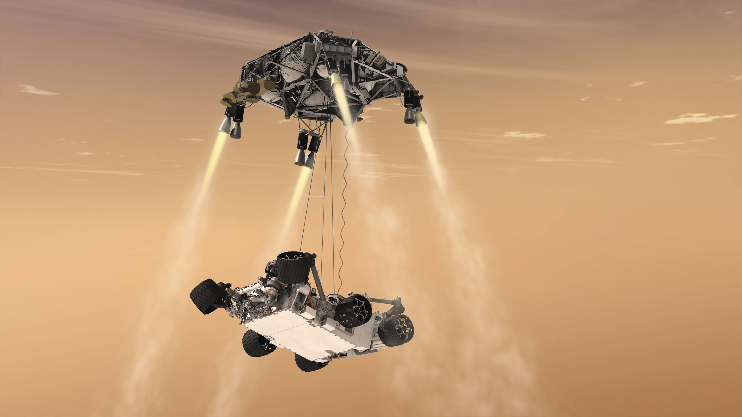 Mars 2020 will use the Skycrane system employed on Curiosity (Image: NASA)