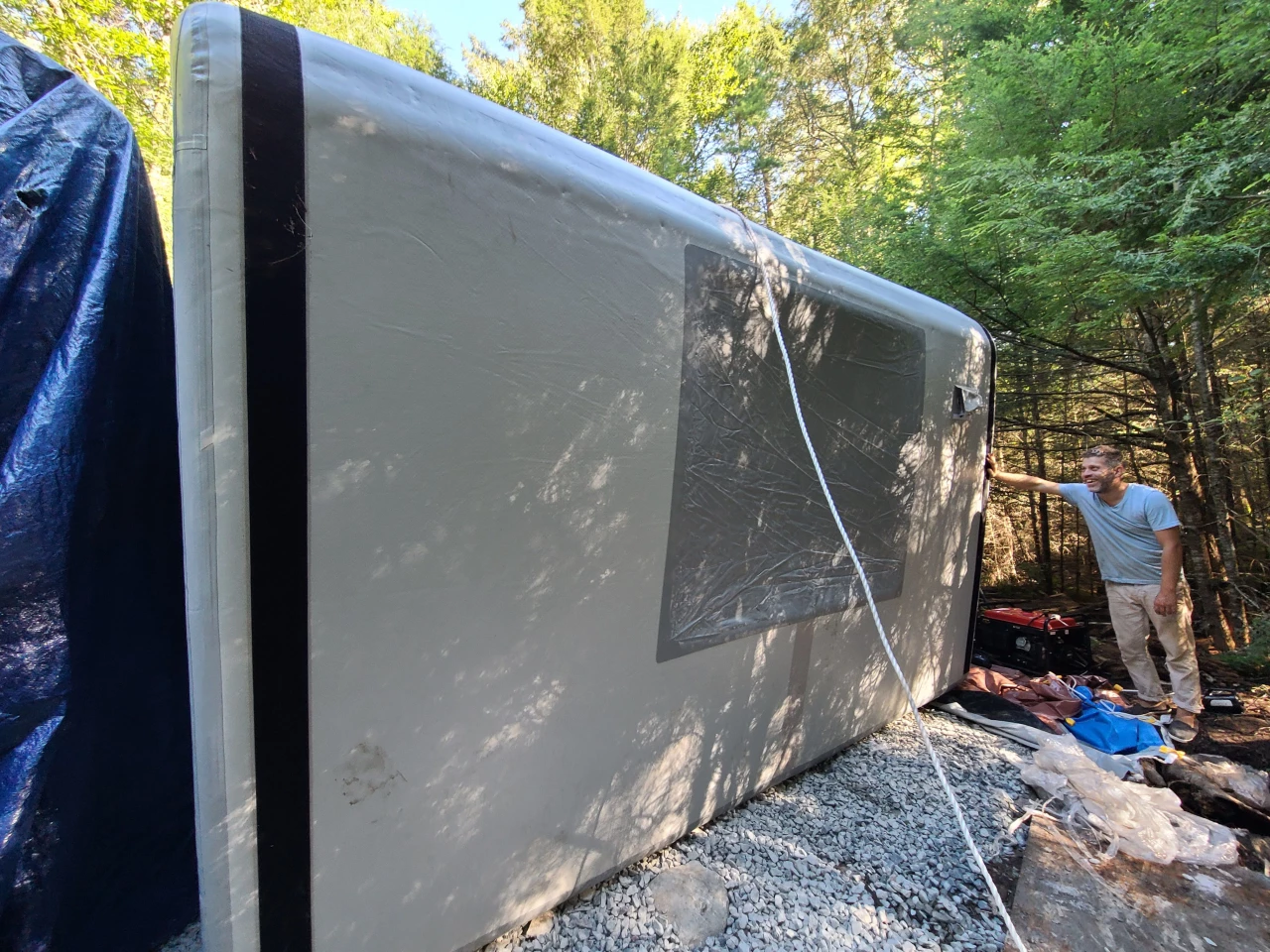 The PVC form stays in place on the finished structure, forming a waterproof and airtight barrier