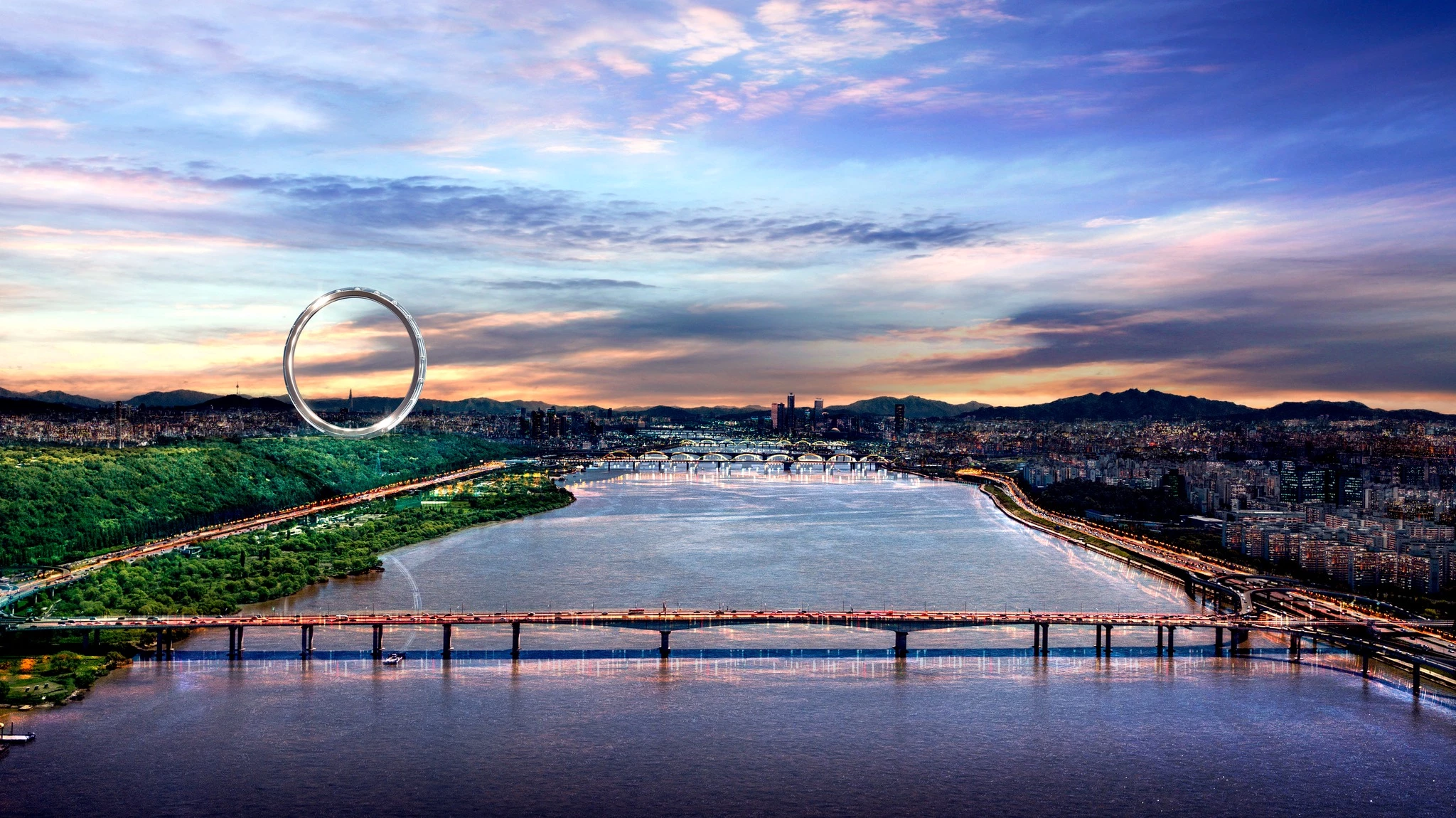 The Seoul Ring will reach a maximum height of 180 m (590 ft)