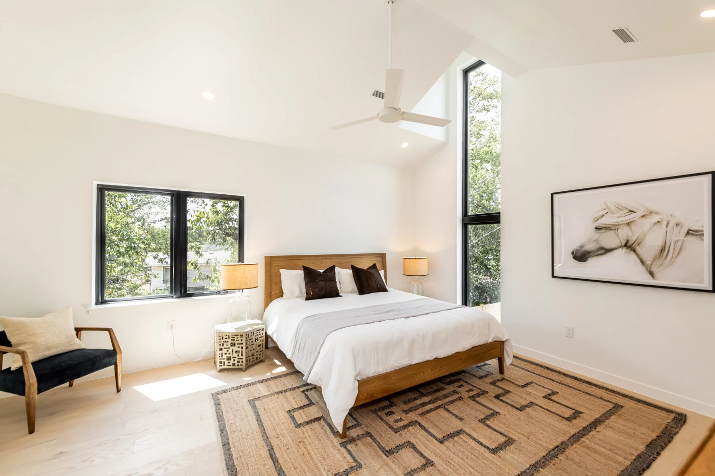 The East 17th St 3D-printed Home Development's master bedrooms feature high ceilings