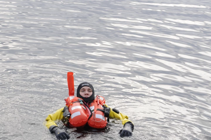 A life vest incorporating one of the fabric antennas, being tested in Finland