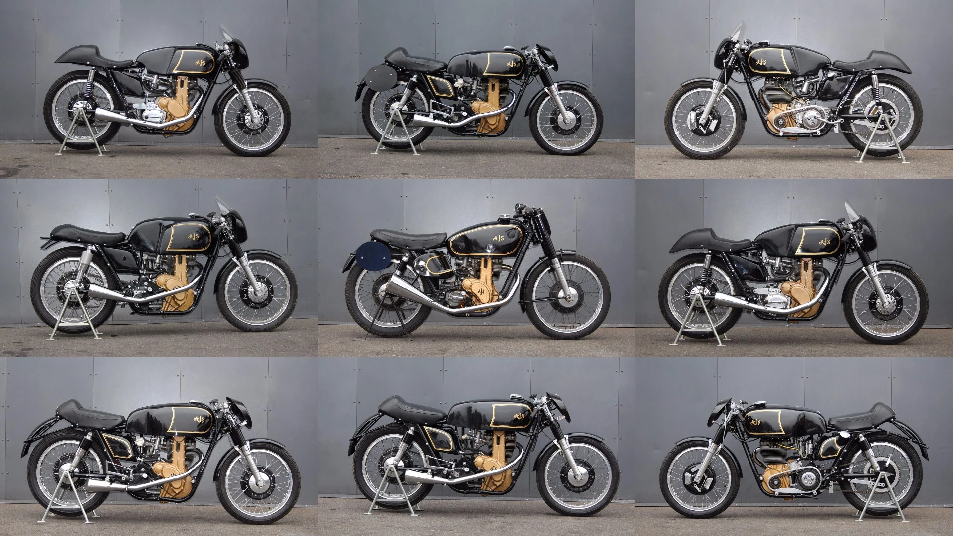 Bernard Guérin's Collection of 10 AJS racing motorcycles on the Movendi web site.