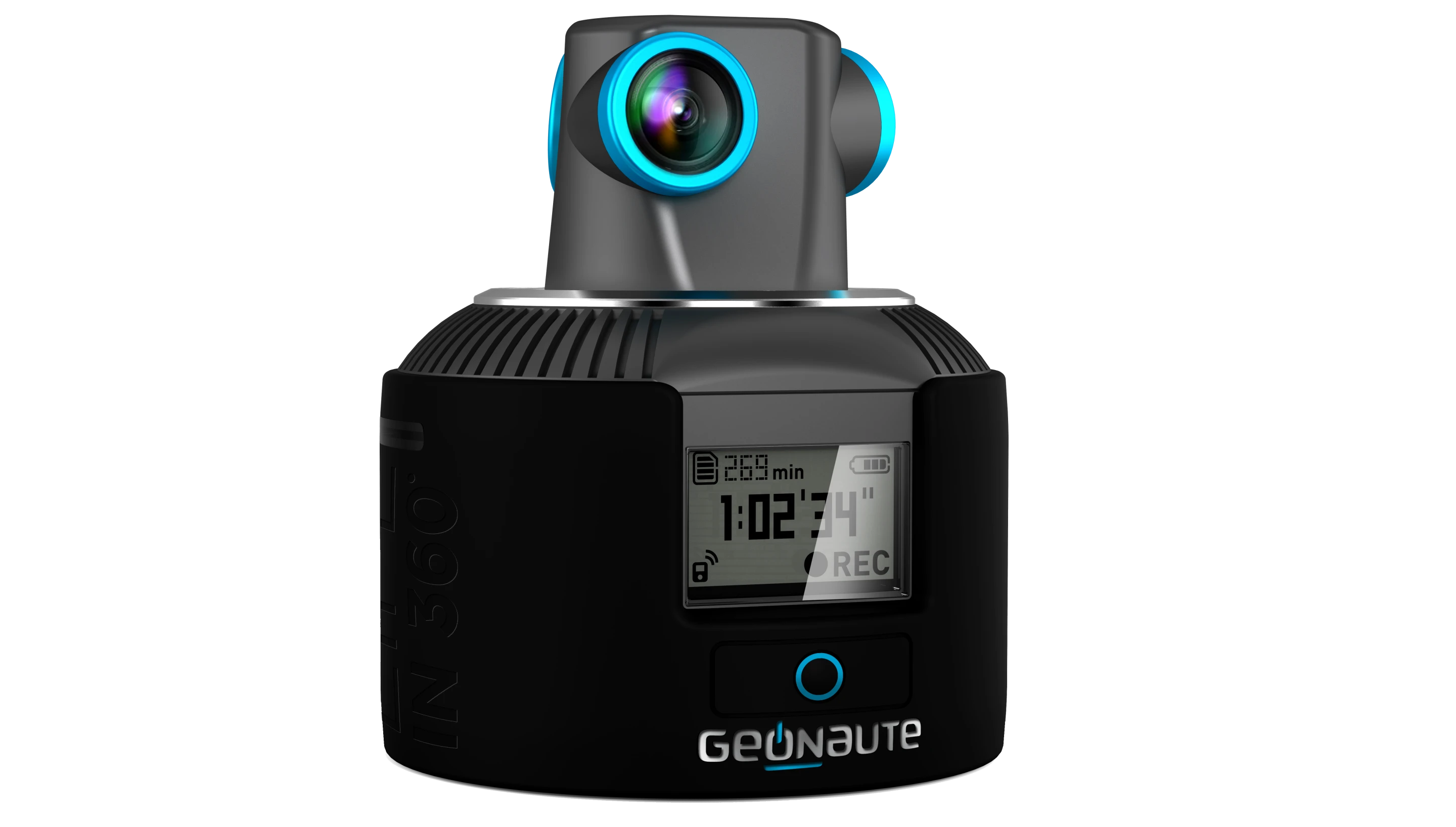 The Geonaute is equipped with three 8MP cameras fitted with wide-angle lenses to capture everything in a 360° horizontal and 150° vertical field of view