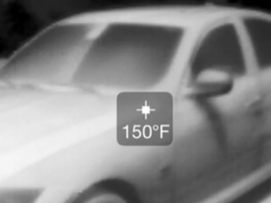 Seek Thermal showing a car's temperature as a numerical readout