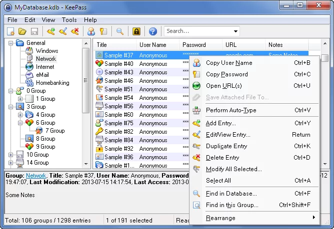 Open source password manager KeePass