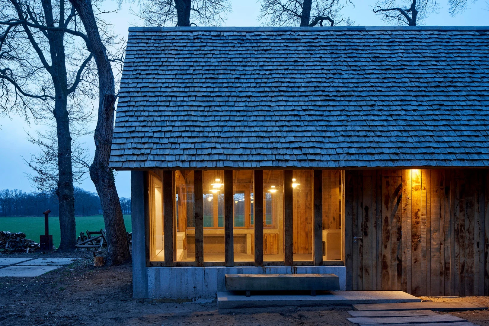 Old oak trees have been used to create a multipurpose workspace in the Netherlands