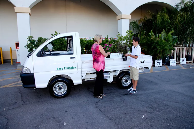 The eco-Truck has a 13kW peak motor and 96-volt absorbed glass mat battery for a top speed of 25 mph and a range of 25 - 40 miles