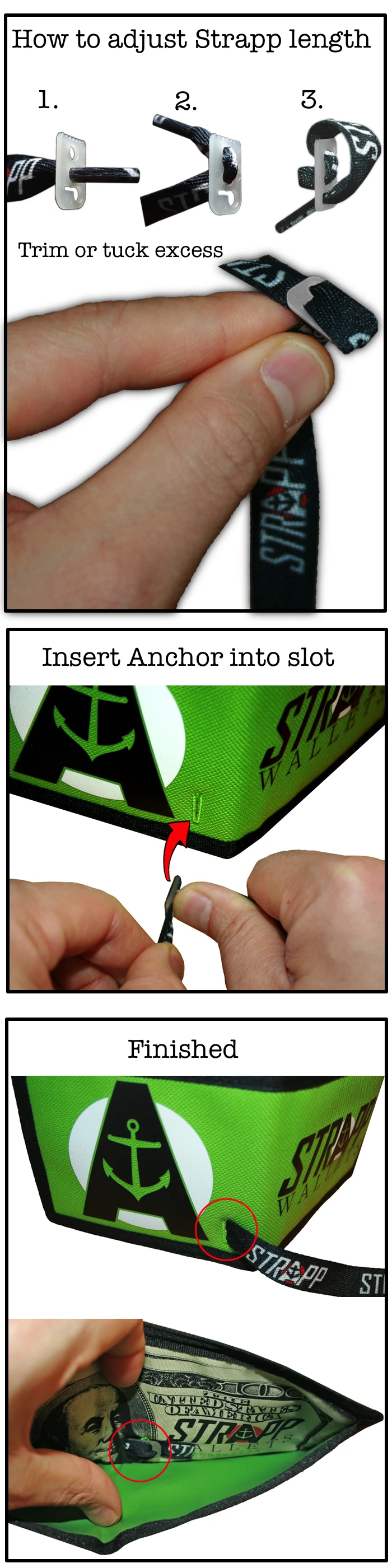 How the strap connects to the wallet