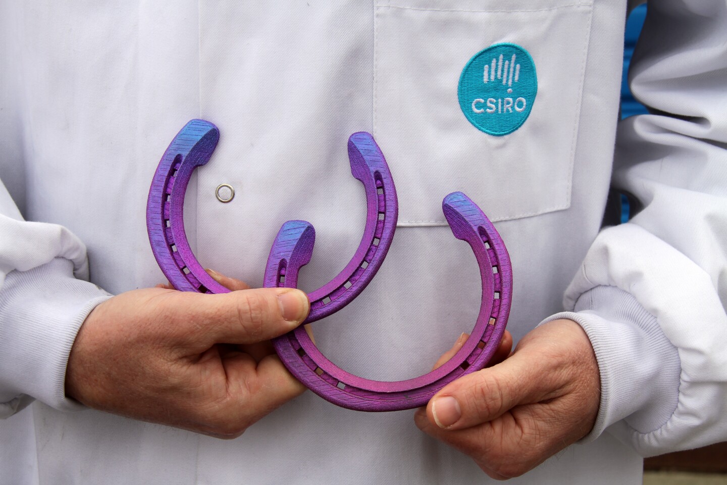 The horseshoes were based on a digital scan of the horse's hooves