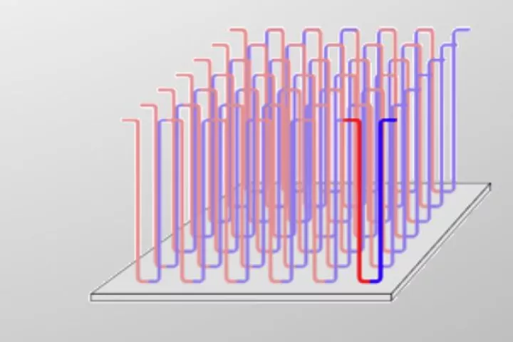 A diagram of nanowires used in a Racetrack memory chip