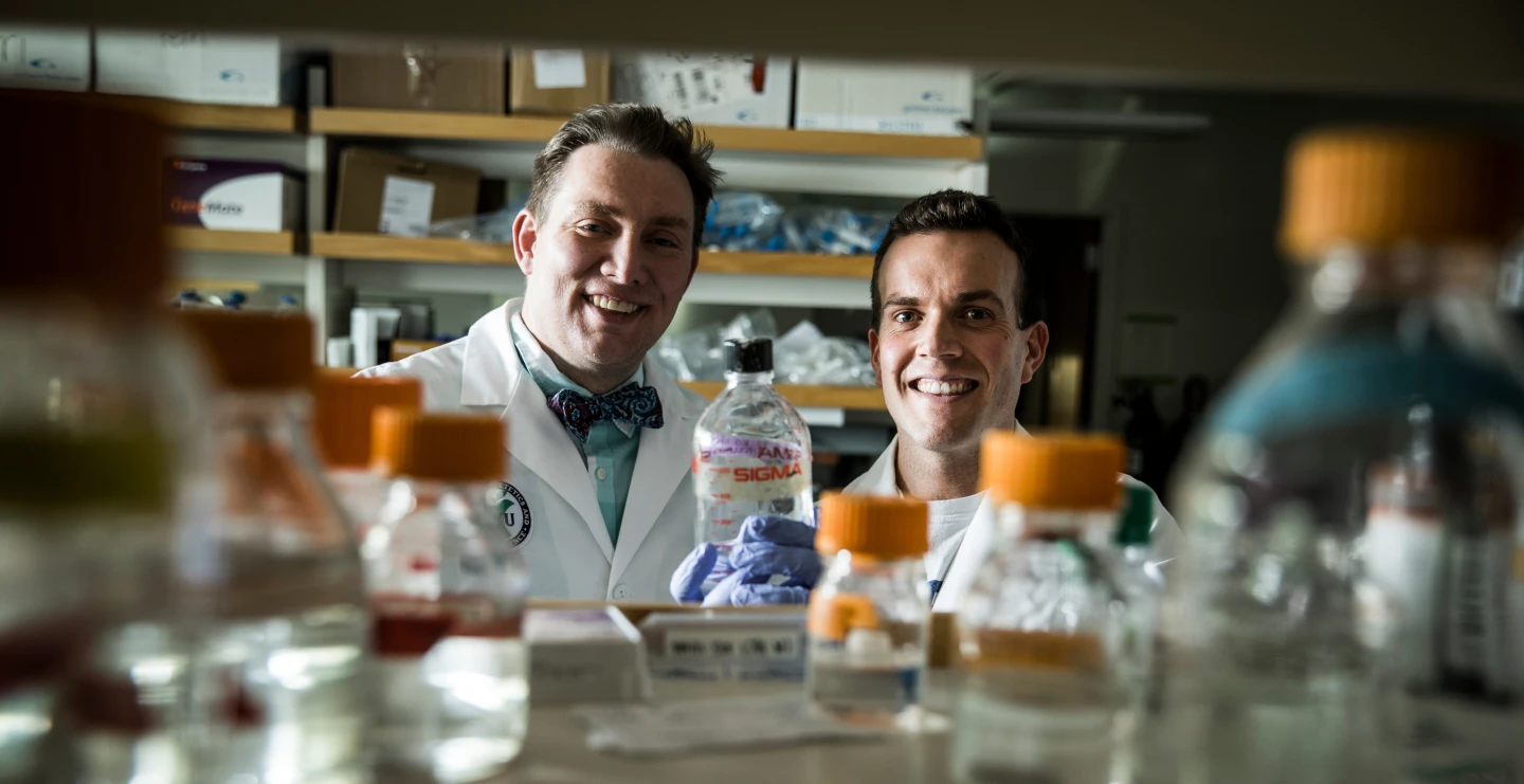 Professor Jeffrey Tessem and graduate student Tommy Rowley, part of the study's team