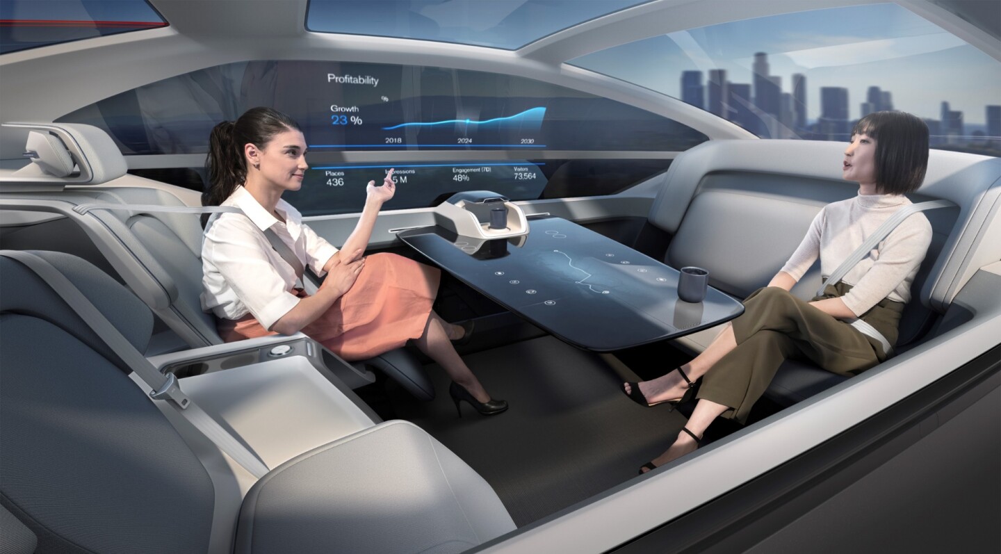 Volvo's multi-person 360c configuration can be used for business meetings ...
