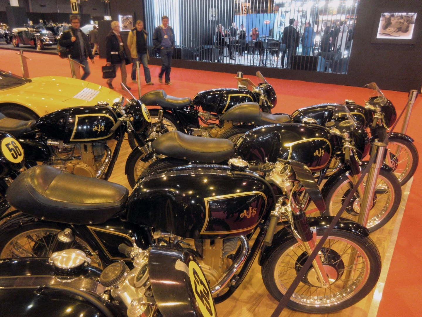 Bernard Guérin's Collection of 10 AJS racing motorcycles on show at Retromobile on the Movendi stand.