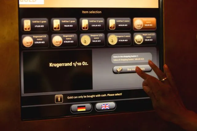 The GOLD To Go ATM's touchscreen