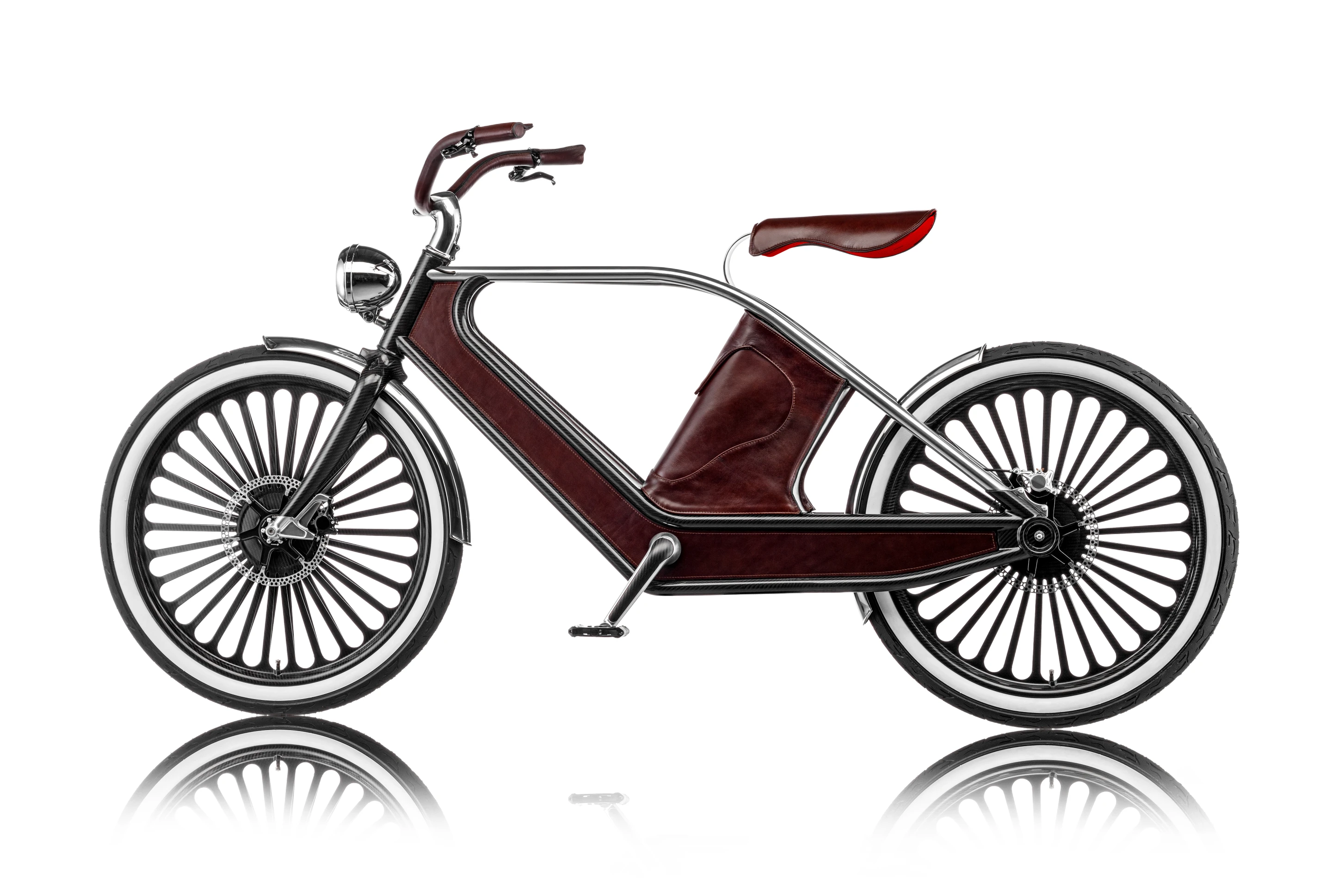 The battery charger and cable are stored on-board, and a full charge takes four hours