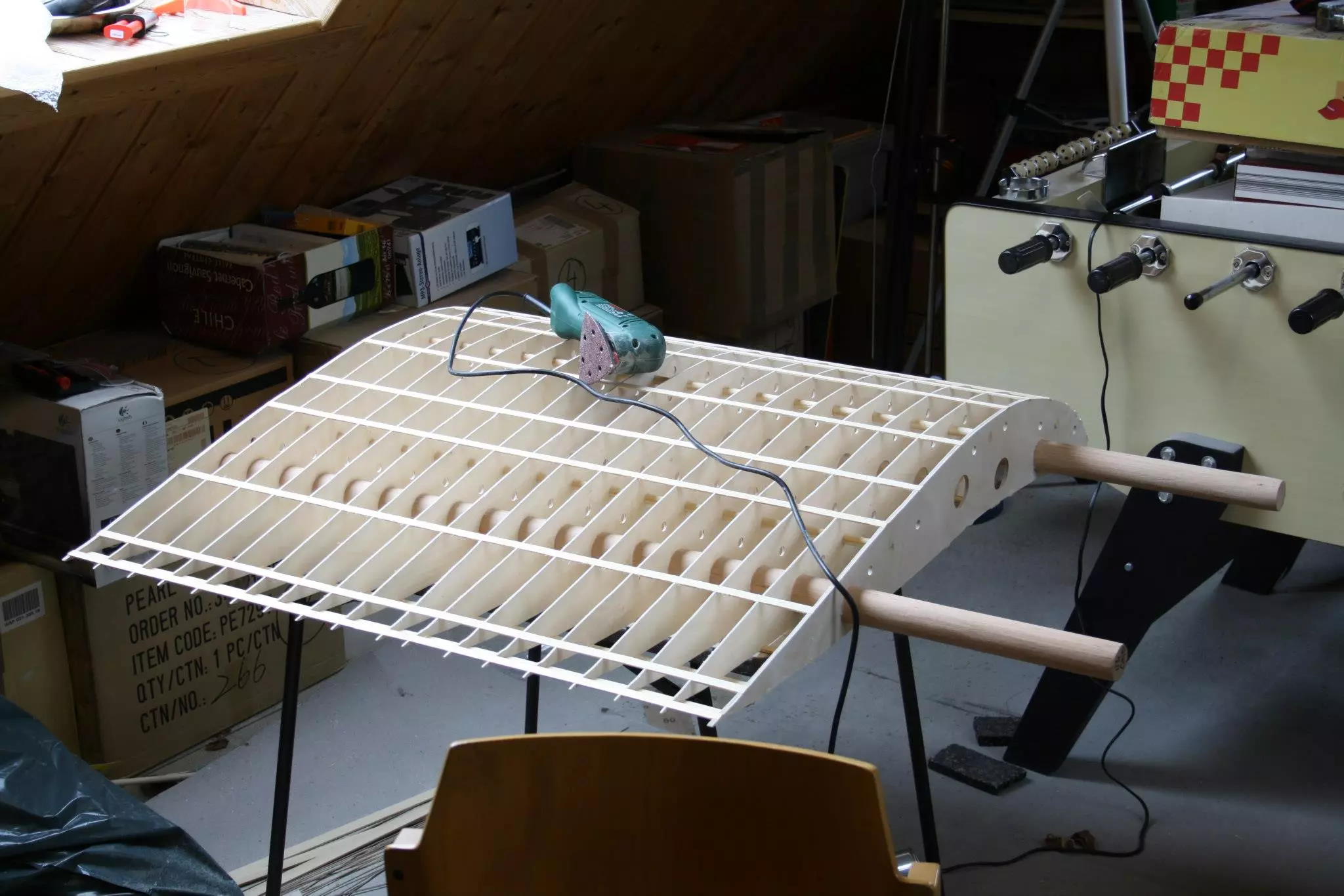 Wing section being processed
