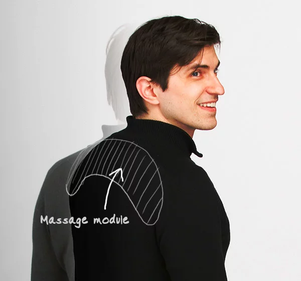 A user would receive a soothing massage through a network linked module in the clothing