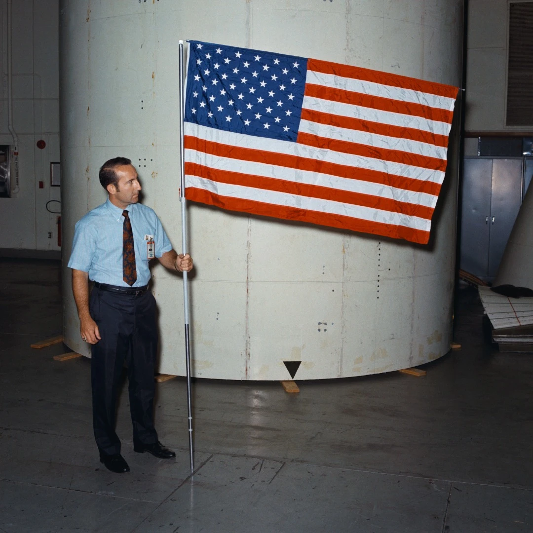 The Apollo 11 flag being tested