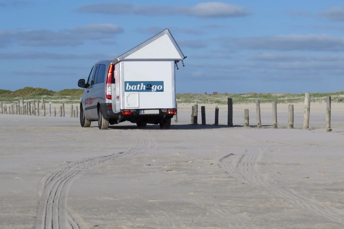 More sturdy than a bathroom tent, without taking up space inside your camper van