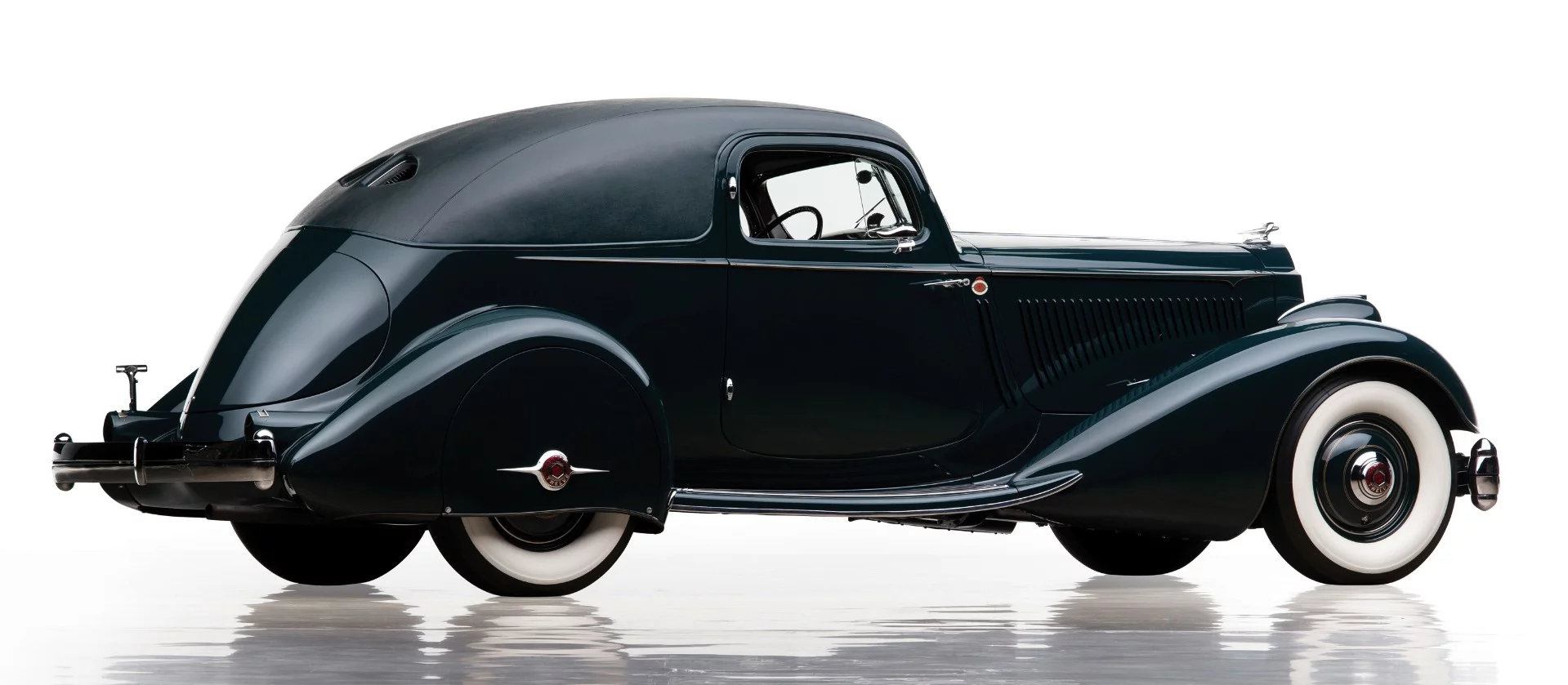 <p>This 1934 Packard Twelve Sport Coupe by LeBaron (Lot 221) is the last of just four built, and was the 1934 New York Show car. Having been such a significant car in Packard's history, the car has a complete history from new and has been in many prominent collections at different times during it's eighty year existence.</p><p>Restored in the early 1980s, it won a 1983 AACA National First Prize badge and a CCCA National First Prize badge. <span>This highly regarded Sport Coupe is also featured in Hugo Pfau’s The Custom-Bodied Packard, Dennis Adler’s Packard, Beverly Rae Kimes’s Packard: A History of the Motor Car and the Company, and Michael Lamm and Dave Holls’s A Century of Automotive Style. </span></p><p>Estimated at $1,600,000-$2,500,000, the Packard New York Sport sold for $2,200,000.</p>