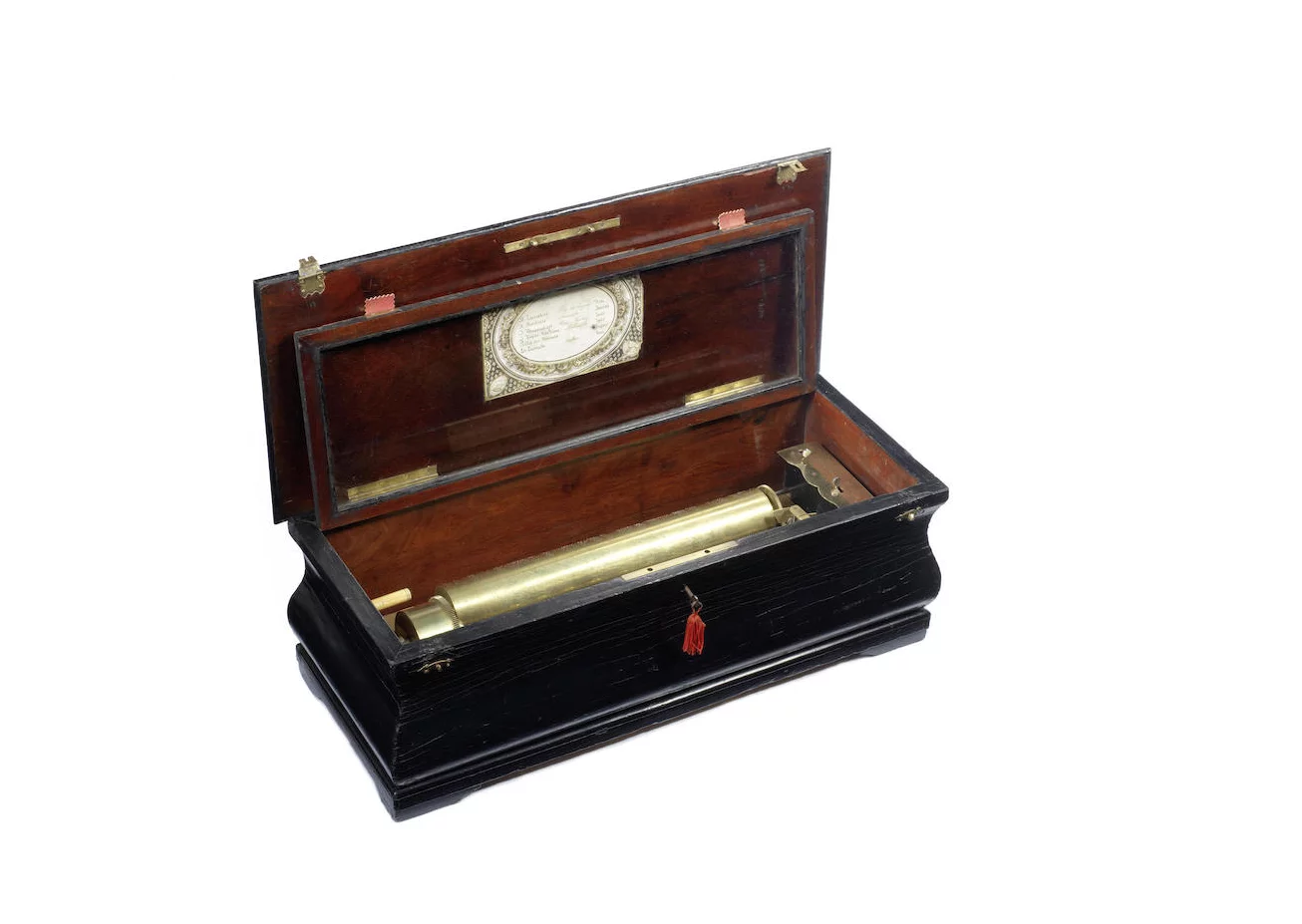 A mandolin cylinder musical box, Swiss, Circa 1880