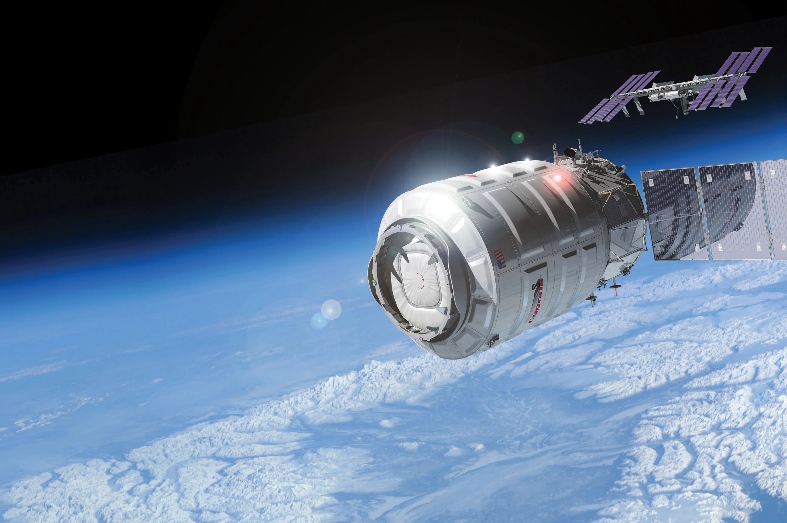 Cygnus cargo logistics spacecraft approaching the ISS (Image Orbital Science Corporation)