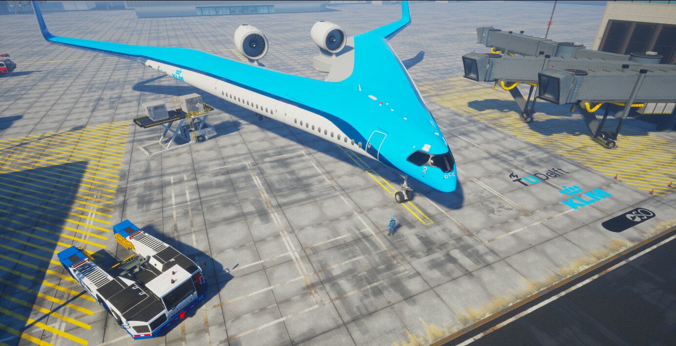 The Flying-V design means that it could make use of existing airport infrastructure, would carry about the same number of passengers as an A350 and haul the same amount of cargo