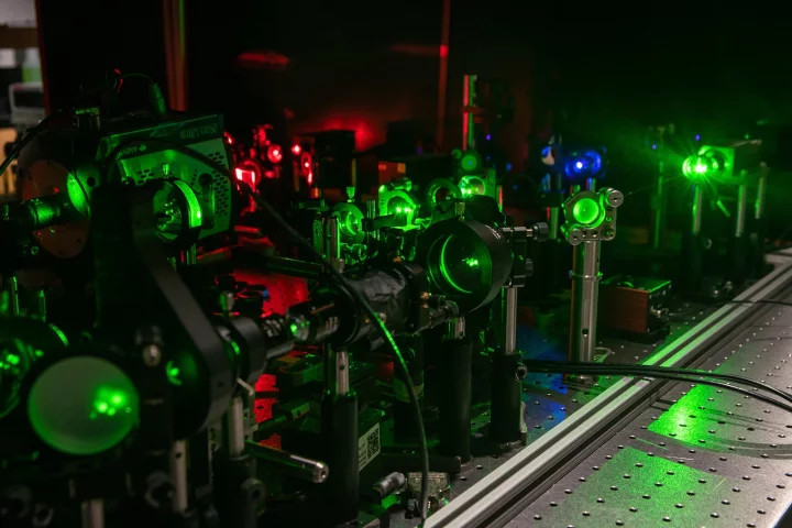 Caltech's quantum microscope setup in the lab