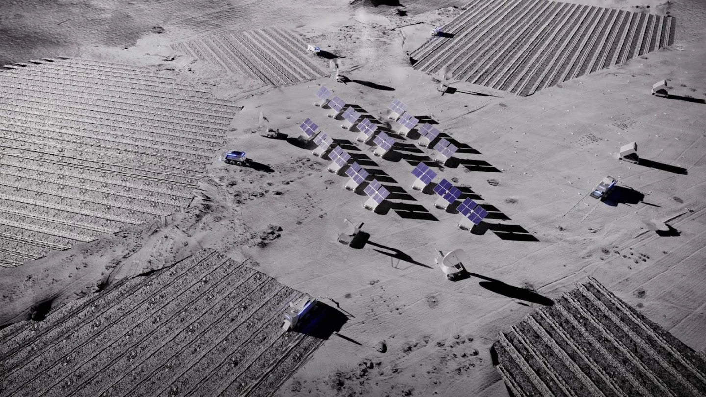 Render depicting what an Interlune resource extraction plant might look like