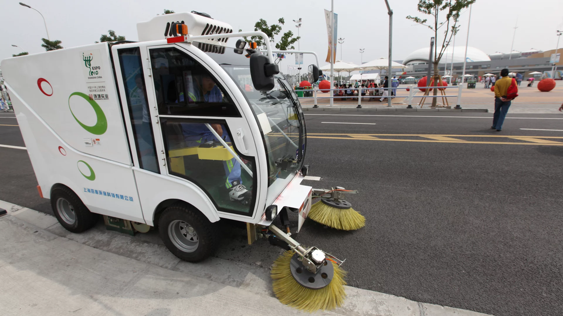 One of SAIC's electric street sweepers at Expo 2010
