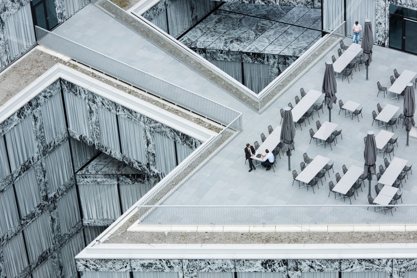 This overhead photo of the Allianz Headquarters, in Zurich, Switzerland, by Wiel Arets Architects, was taken by Adrien Barakat
