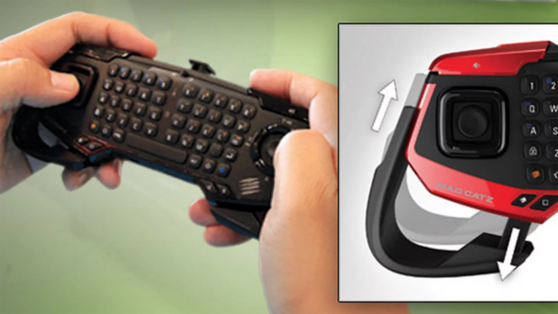 The S.U.R.F.R features slide-out grips for a more ergonomic experience when playing games