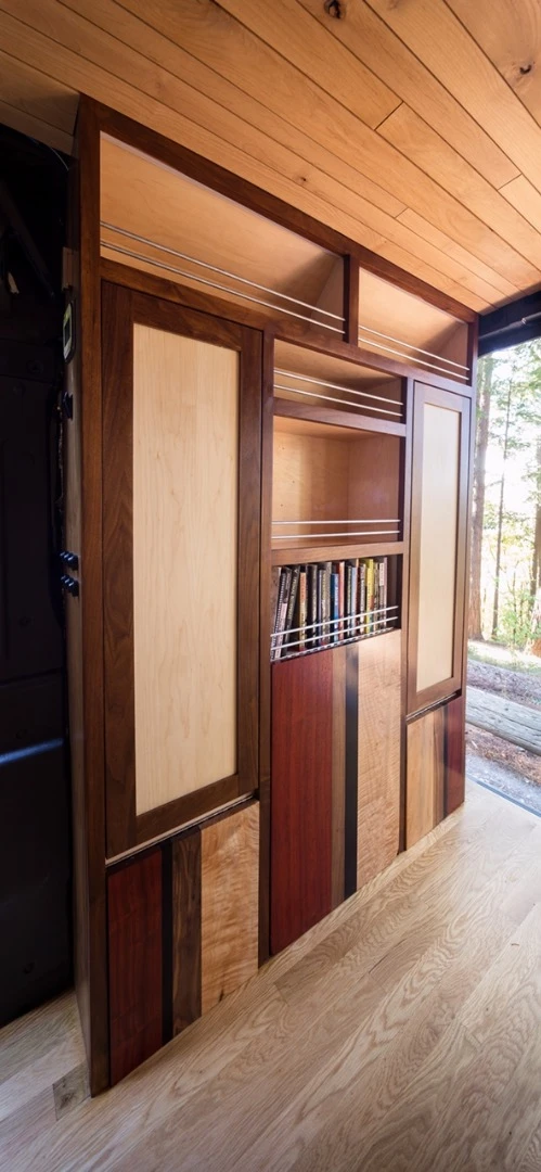 Allof the interior furniture elements fold up and out of the way