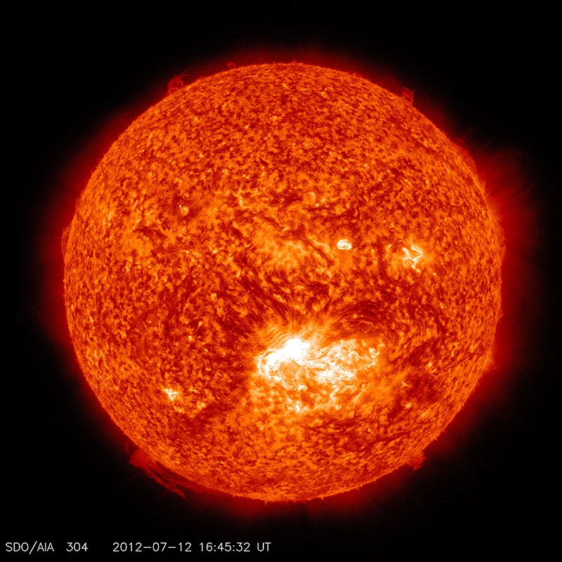 This image from the Solar Dynamics Observatory (SDO) shows the Sun at 12:45 PM EDT on July 12, 2012 during an X1.4 class flare (Photo: NASA/SDO)