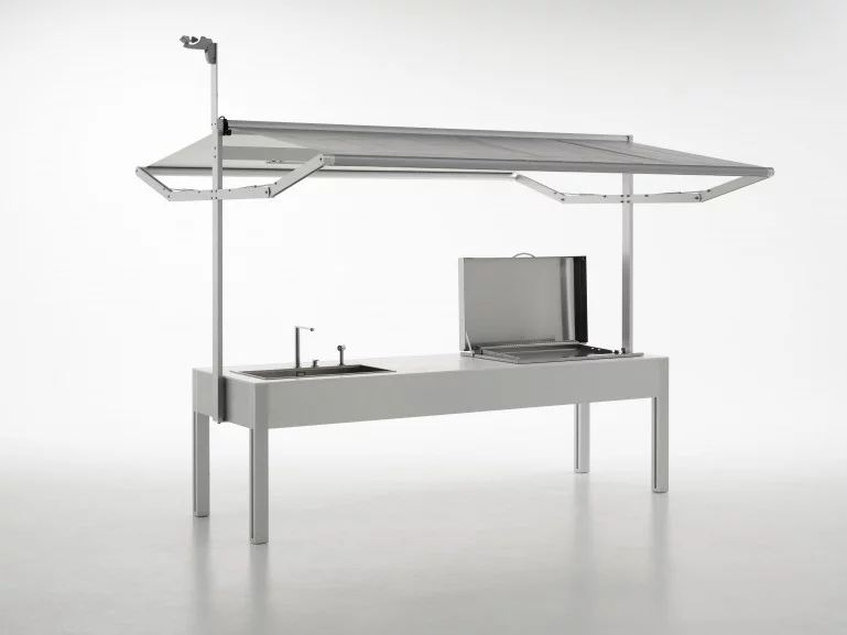 Open Bar from Italian design firm TAO is a sleek modern outdoor kitchen with everything you need for a pleasant backyard dining experience