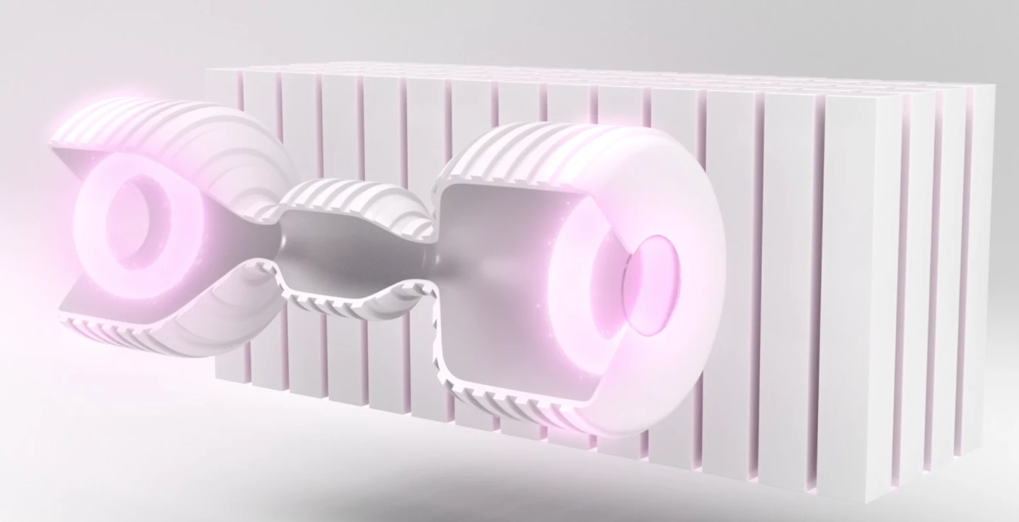 A render demonstrating Helion Energy's approach to nuclear fusion
