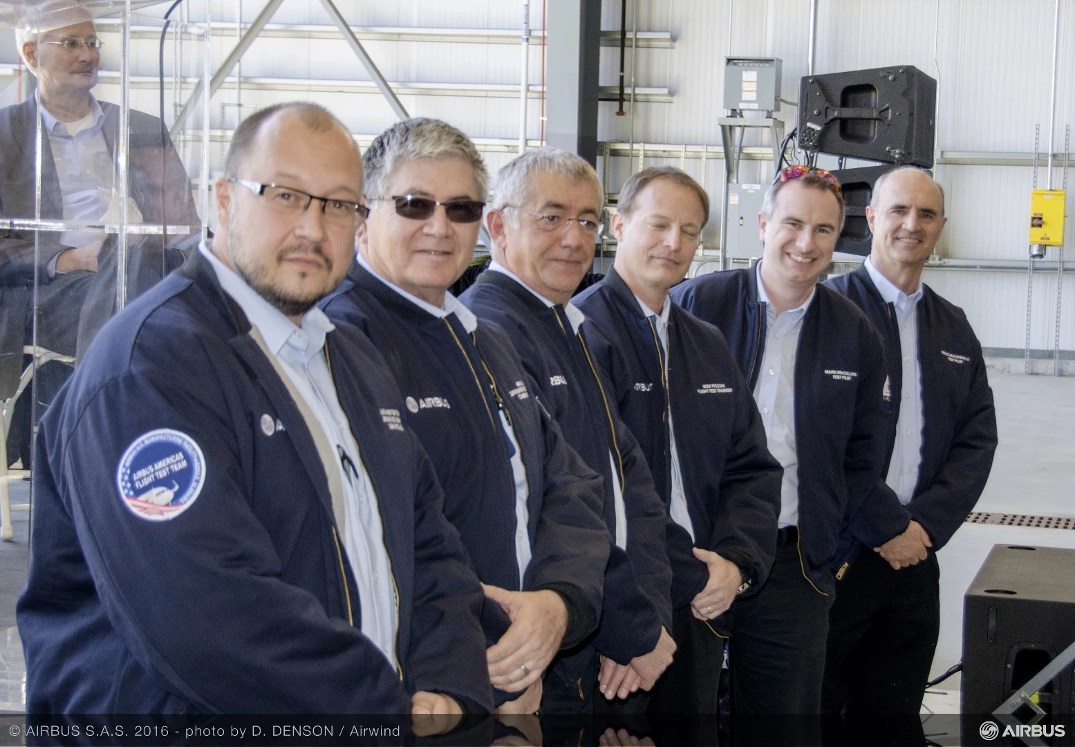 The flight crew aboard the A321's maiden flight