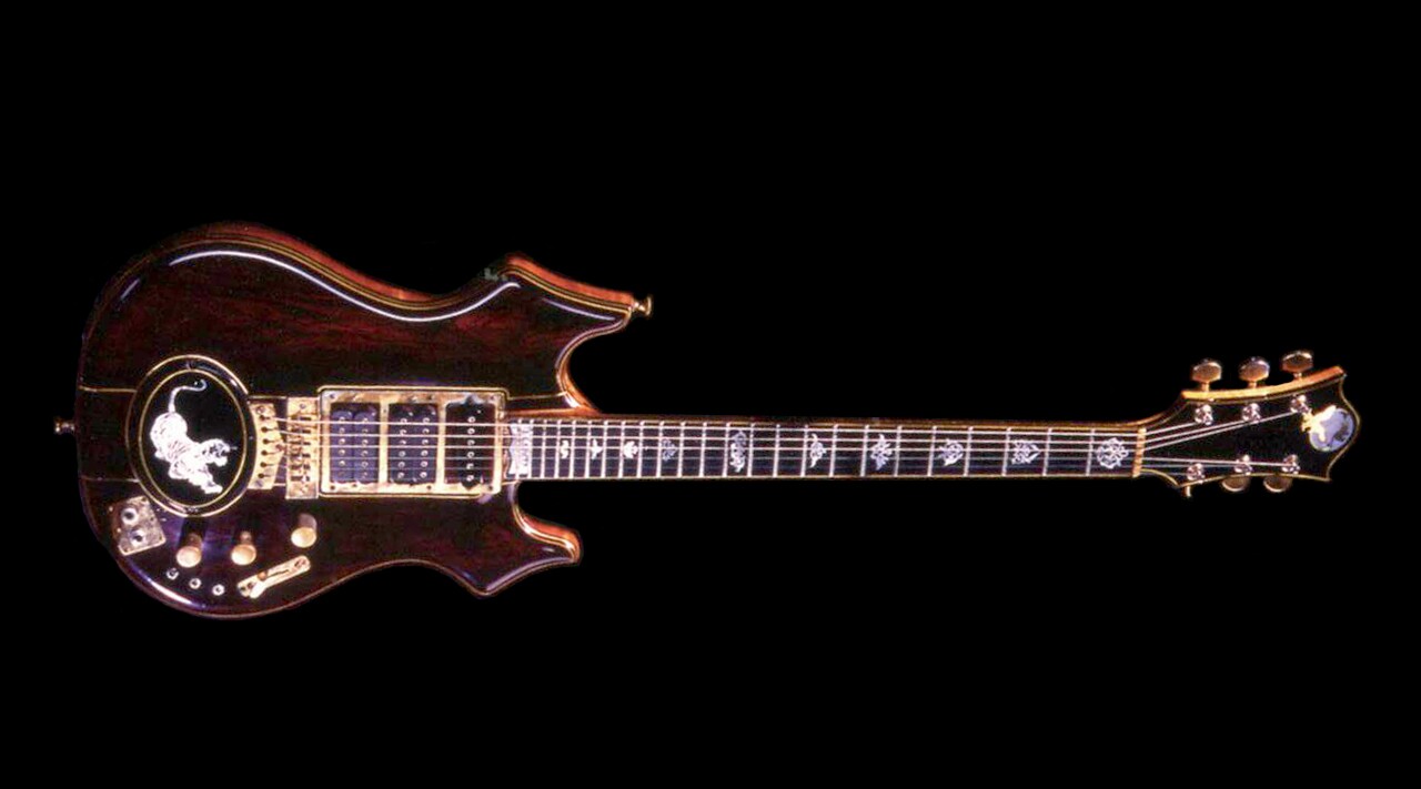 Jerry Garcia’s Doug Irwin "Tiger," another custom guitar made by master luthier Doug Irwin. This was the primary guitar of Grateful Dead lead guitarist Jerry Garcia from 1979 to 1985. It was also the last guitar Garcia played publicly. It sold for $957,500 at a Guernseys auction on 8 May, 2002