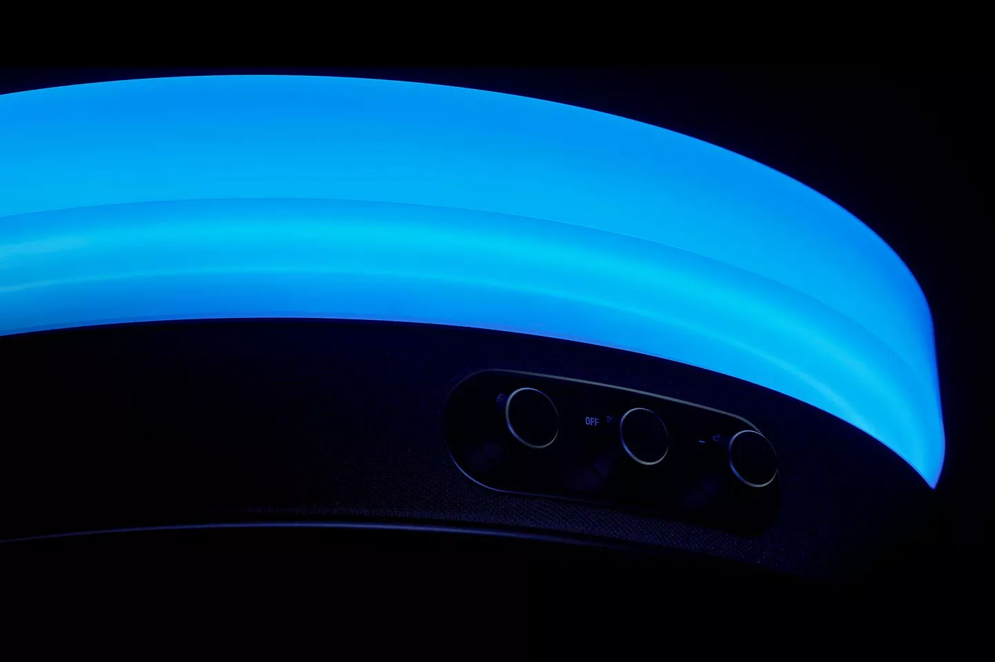 The Hotaru turntable's speaker base is also home to system controls