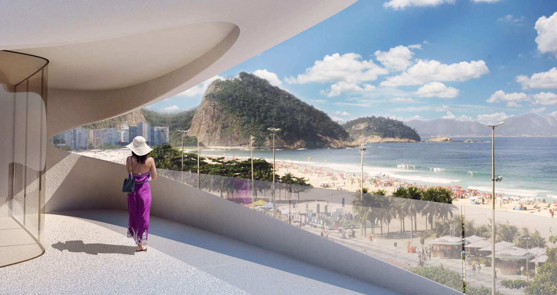 Located on the Avenida Atlântica and facing southeast towards Copacabana Beach, Casa Atlântica's design references the nearby famous Burle Marx-designed promenade