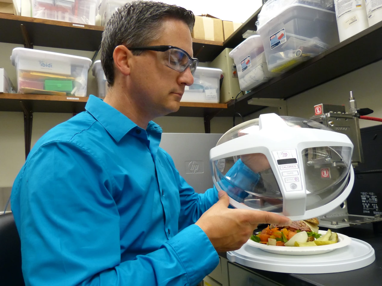 Lead scientist Matt Webster with the mock-up